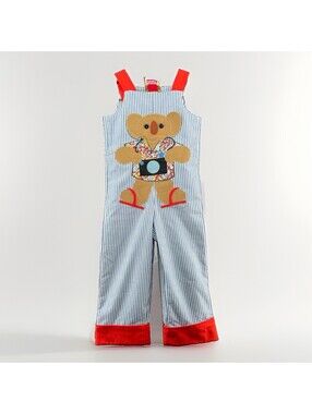 RARE Vintage 80/ 90s Chocolate Soup Teddy Bear Overalls | Kids Size 5